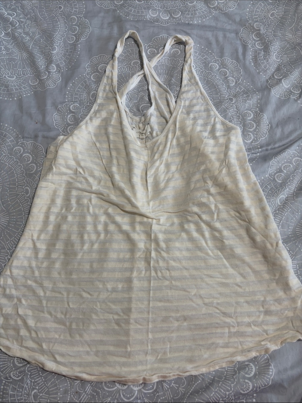 Lou & Grey Cream and White Striped Racerback Tank